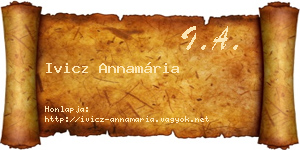Ivicz Annamária névjegykártya
